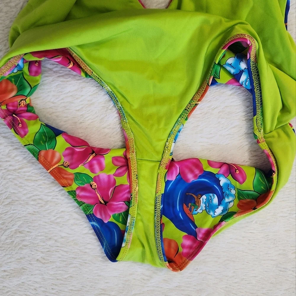 New!Frankie's Bikinis Paulina One‎ Piece in Neon Surfer